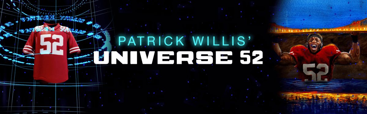 Image de Patrick Willis avec un texte lisant le fan club Universe 52 NFT