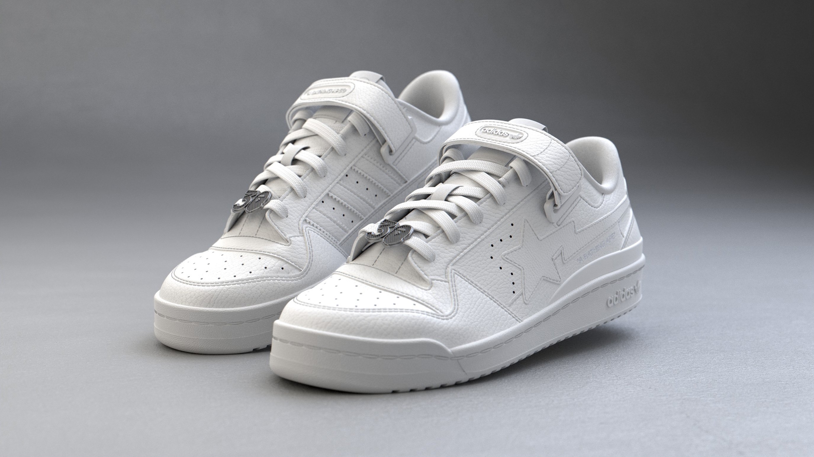 photo des baskets adidas Forum 84 BAPE® Low Triple-White