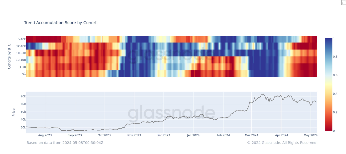 Score de tendance d’accumulation par cohorte : (Source : Glassnode)