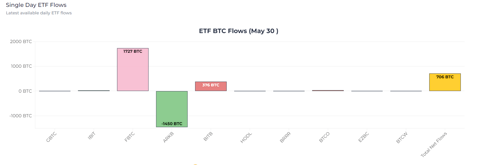 Flux ETF BTC : (30 mai) : (Source : Heyapollo)