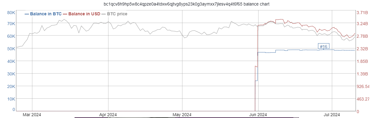 Adresse de la baleine : (Source : bitinfocharts)